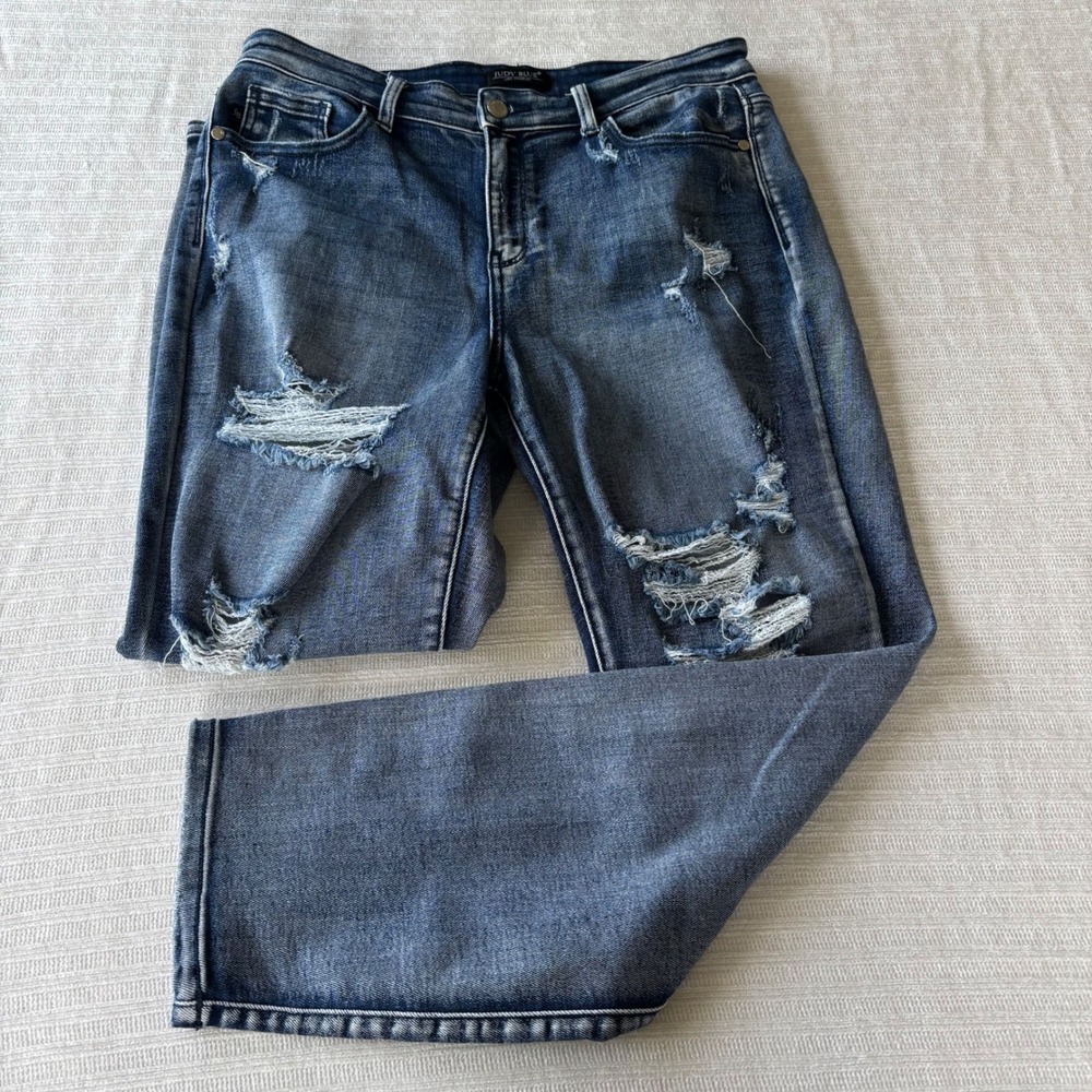 Judy Blue Boyfriend Fit Distressed Jeans Medium Wash JB82284MD Mens 11/30